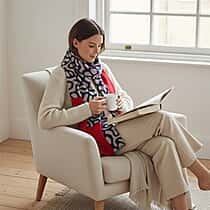 La Marey Signature - Valissiere 100% Cashmere Wool Scarf (195 x 70 cm) - Black & Red Dots