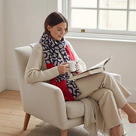 La Marey Signature - Valissiere 100% Cashmere Wool Scarf (195 x 70 cm) - Black & Red Dots