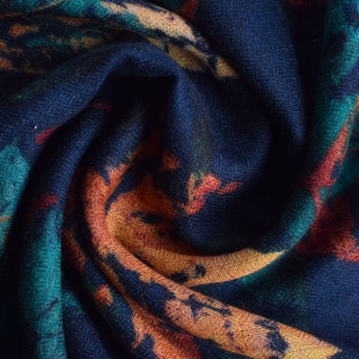 La Marey Signature - Valissiere 100% Cashmere Wool Scarf (195 x 70) - Navy & Gold Leaf