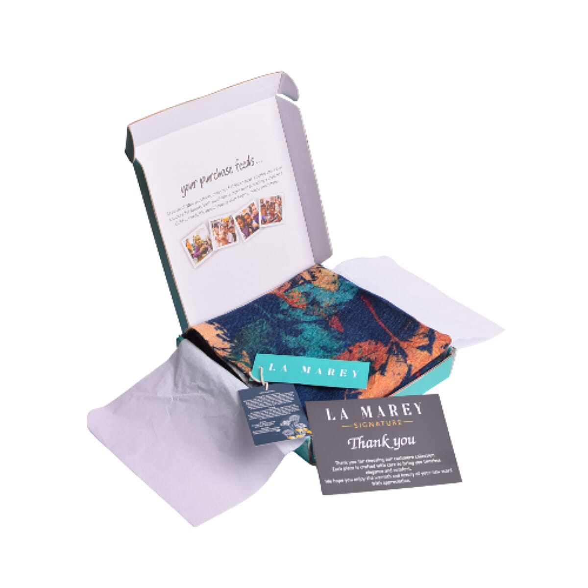 La Marey Signature - Valissiere 100% Cashmere Wool Scarf (Size - One Size) - Navy Gold Leaf