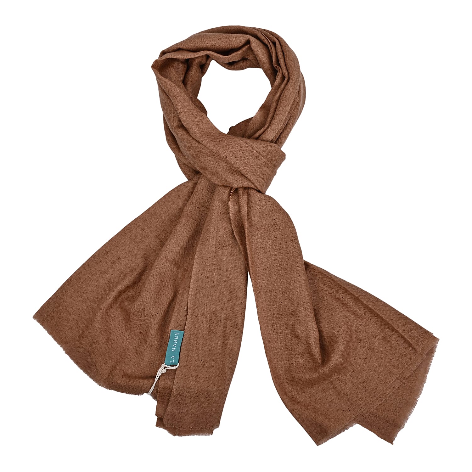La Marey Signature 100% Cashmere Wool Scarf (Size 195 x 70 Cm) -Mocha