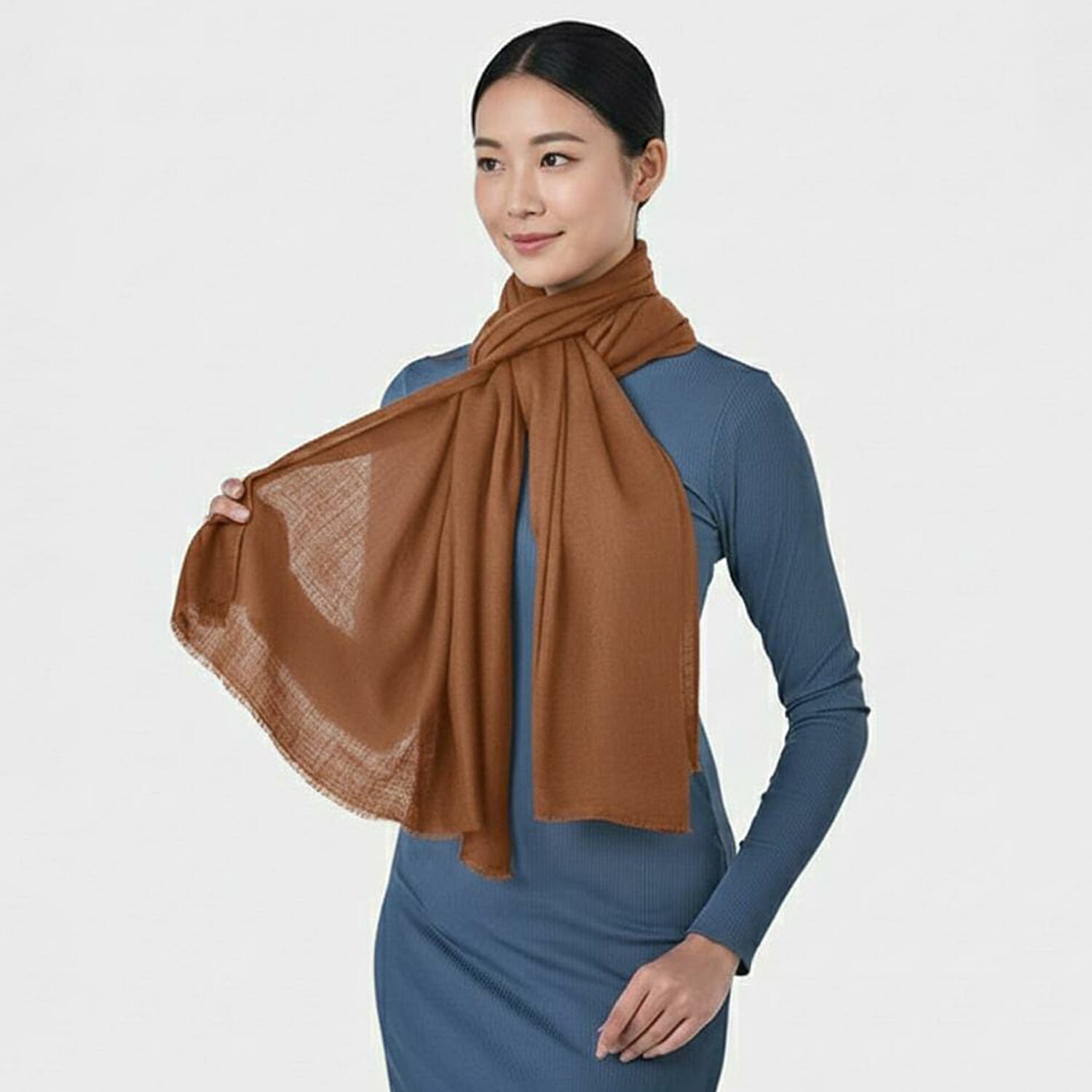 La Marey Signature 100% Cashmere Wool Scarf (Size 195 x 70 Cm) -Mocha