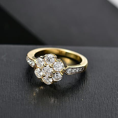 D'Joy Moissanite Pressure Set Ring Sterling Silver 1.27 Ct.