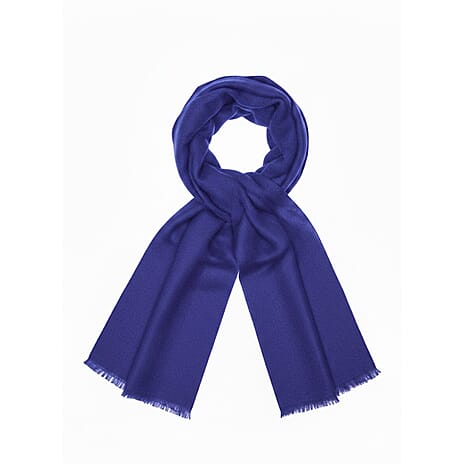 La Marey Signature Cashmere Wool Printed Scarf (Size 195 x 70 Cm) - Cobalt Blue