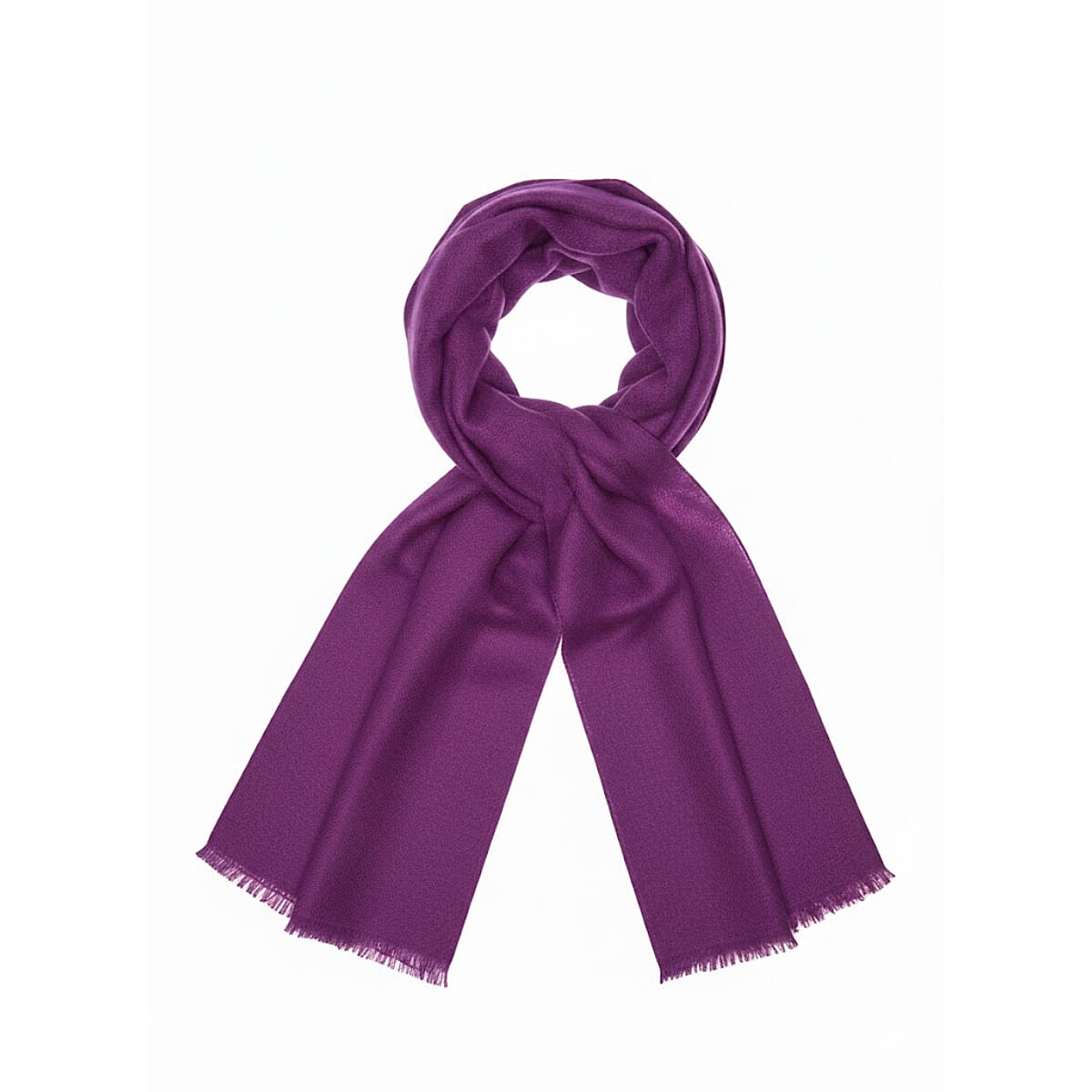 La Marey Signature Cashmere Wool Printed Scarf (Size 195 x 70 Cm) - Plum