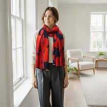 La Marey Signature - Valissiere 100% Cashmere Wool Scarf (Size - One Size) - Navy Red