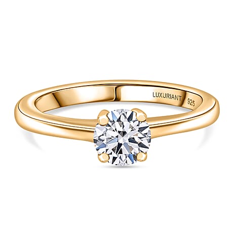 Luxuriant Lab Grown Diamond (SI-GH) SGL Certified Ring in 18K Vermeil Yellow Gold Sterling Silver