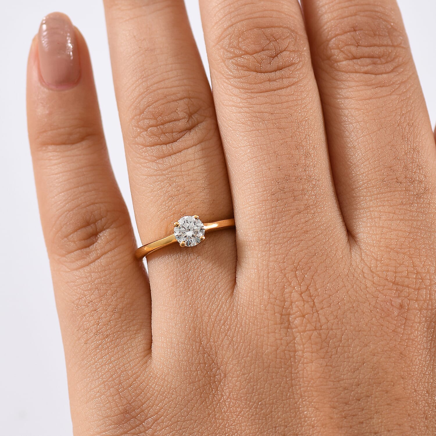 Luxuriant Lab Grown Diamond (SI-GH) SGL Certified Ring in 18K Vermeil Yellow Gold Sterling Silver