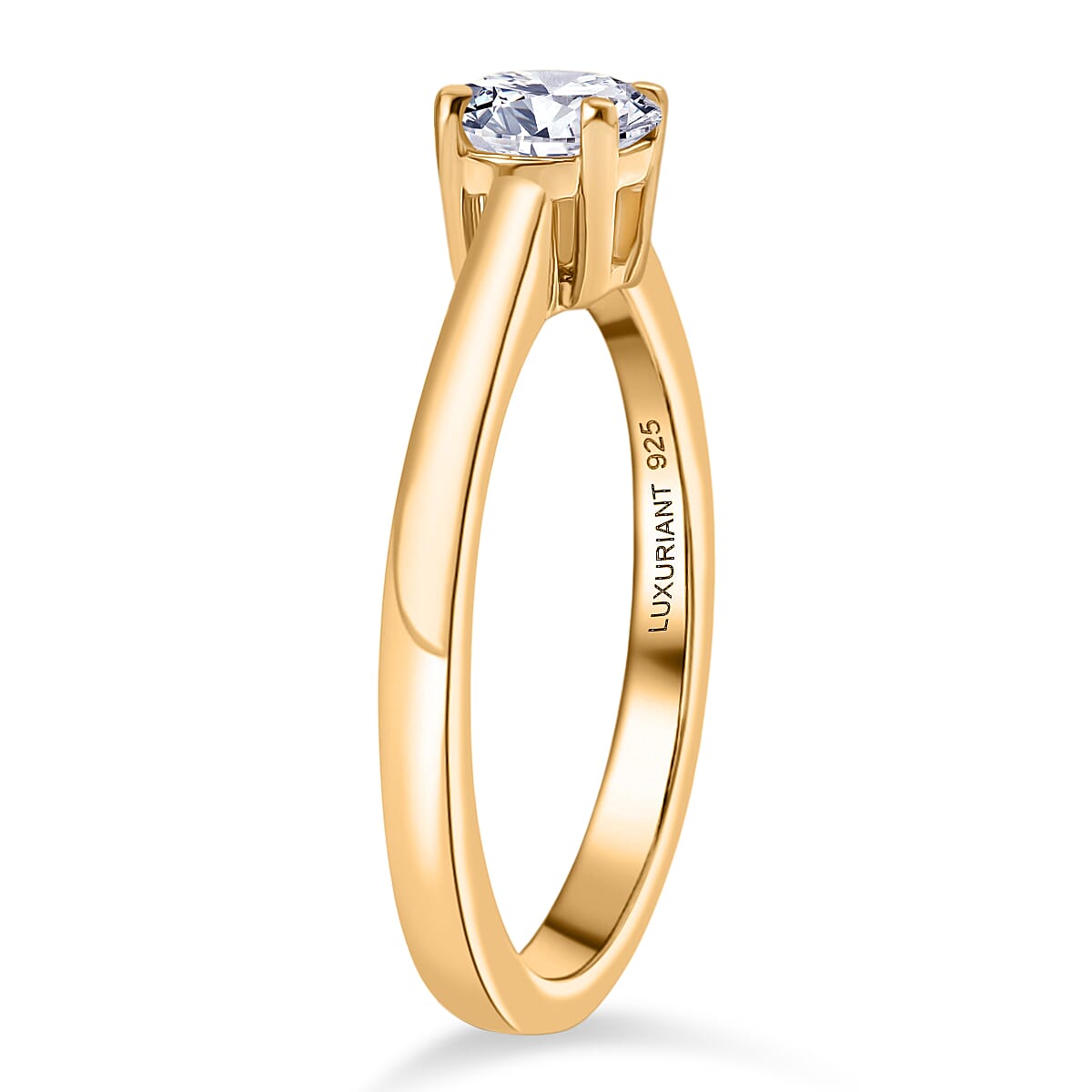 Luxuriant Lab Grown Diamond (SI-GH) SGL Certified Ring in 18K Vermeil Yellow Gold Sterling Silver