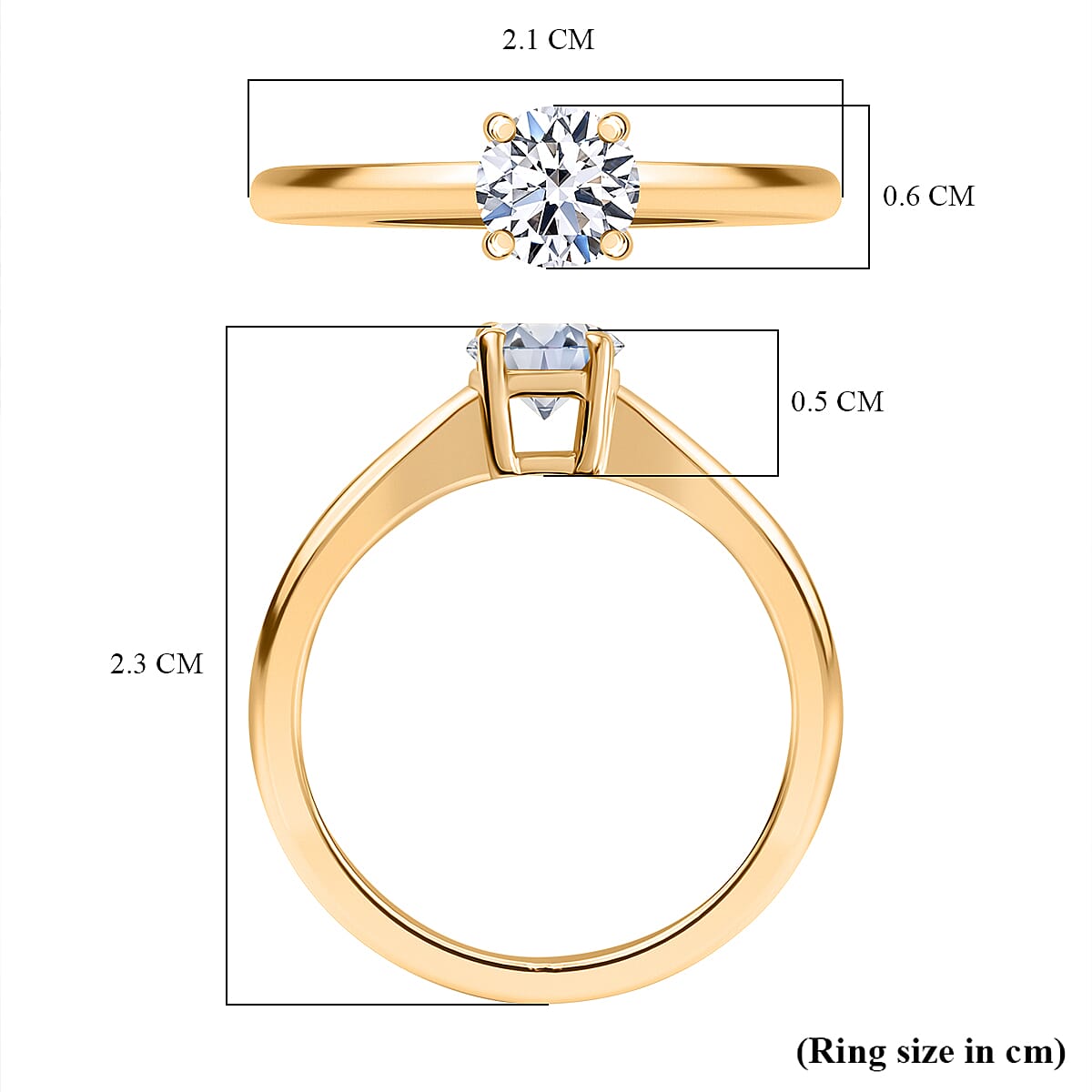 Luxuriant Lab Grown Diamond (SI-GH) SGL Certified Ring in 18K Vermeil Yellow Gold Sterling Silver