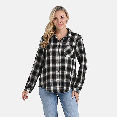 - Maisi Checks Long Sleeve Shirt (Size S) - Green, White - Navy