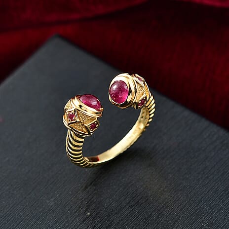 Designer Inspired -  D'Joy Cabo Delgado Ruby Ring in Yellow Gold Plated Sterling Silver 2.01 Ct.