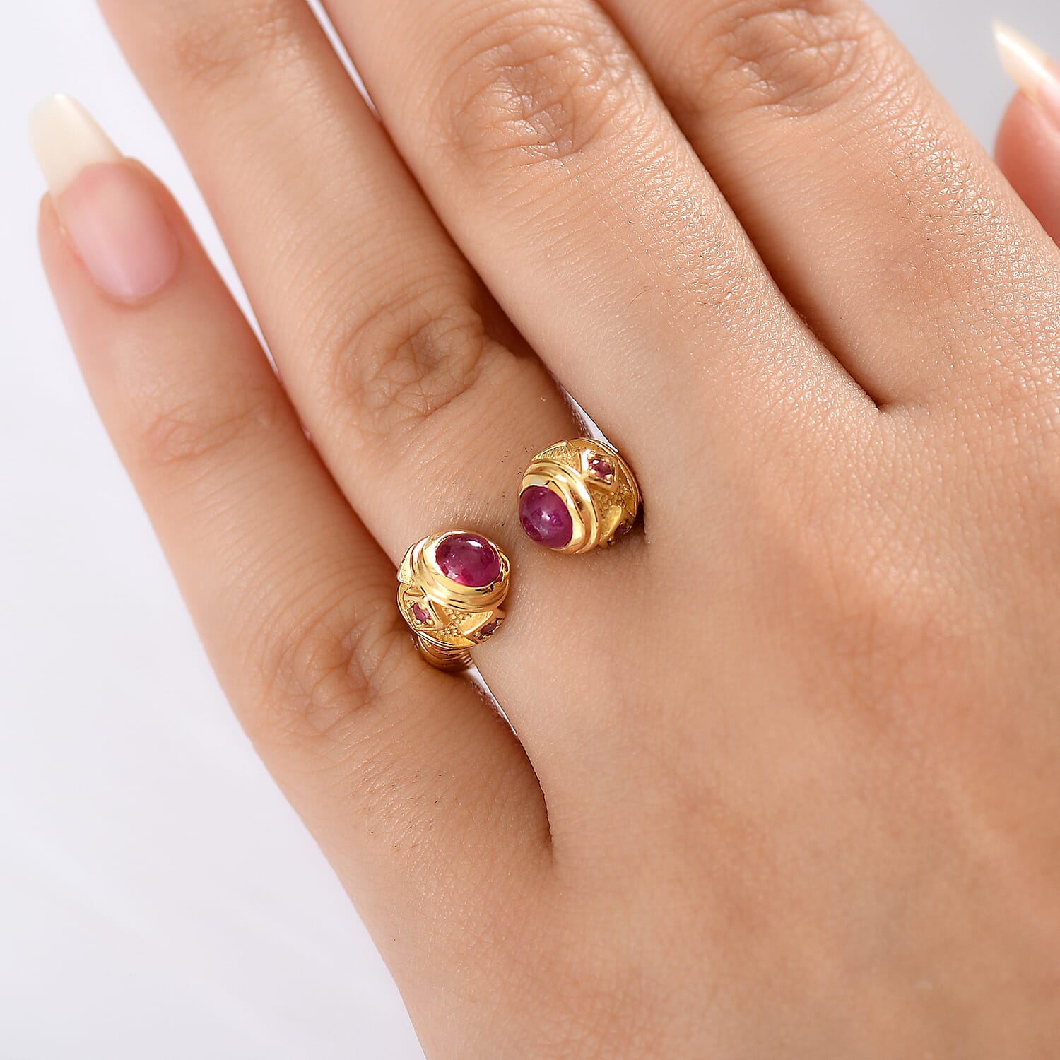 Designer Inspired -  D'Joy Cabo Delgado Ruby Ring in Yellow Gold Plated Sterling Silver 2.01 Ct.