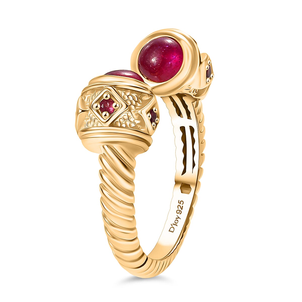Designer Inspired -  D'Joy Cabo Delgado Ruby Ring in Yellow Gold Plated Sterling Silver 2.01 Ct.