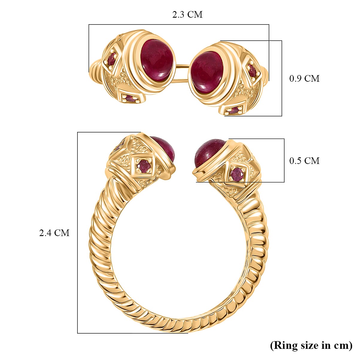 Designer Inspired -  D'Joy Cabo Delgado Ruby Ring in Yellow Gold Plated Sterling Silver 2.01 Ct.