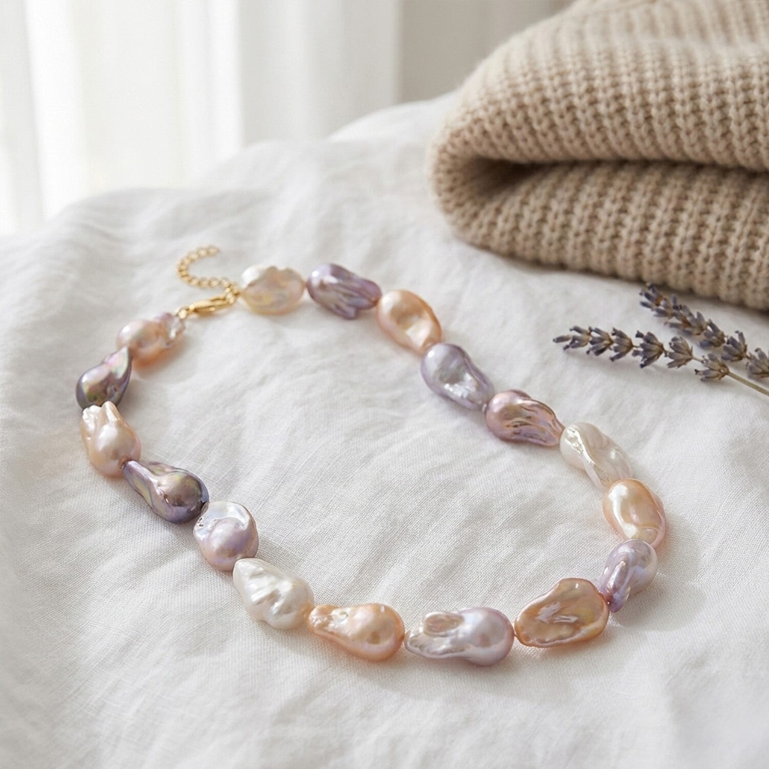 Fifth Avenue Closeout - Rare AAA Multi Colour Baroque Pearl Necklace (Size 18 - 2 Ext) with Lobster Clasp in Yellow Gold Plating Sterling Silver 400.00 Ct.