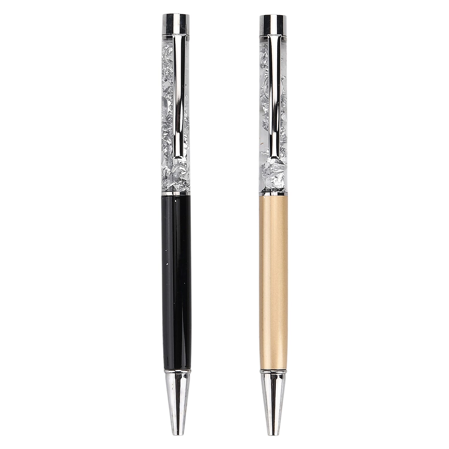 LIVMORE Exquisite Set of 2 999 Fine Silver Ballpoint Pens With Black Ink - Presented in a Gift Box