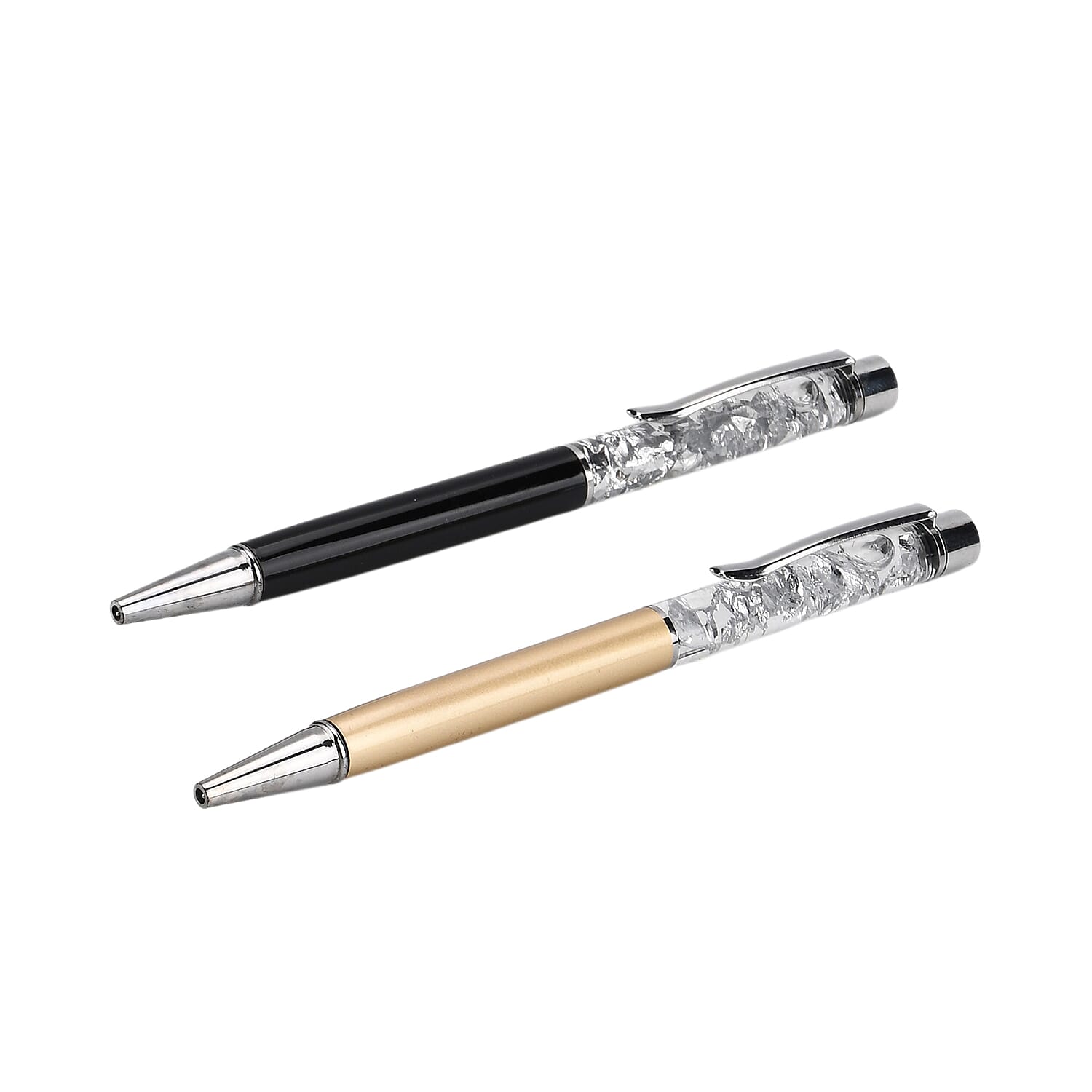 LIVMORE Exquisite Set of 2 999 Fine Silver Ballpoint Pens With Black Ink - Presented in a Gift Box