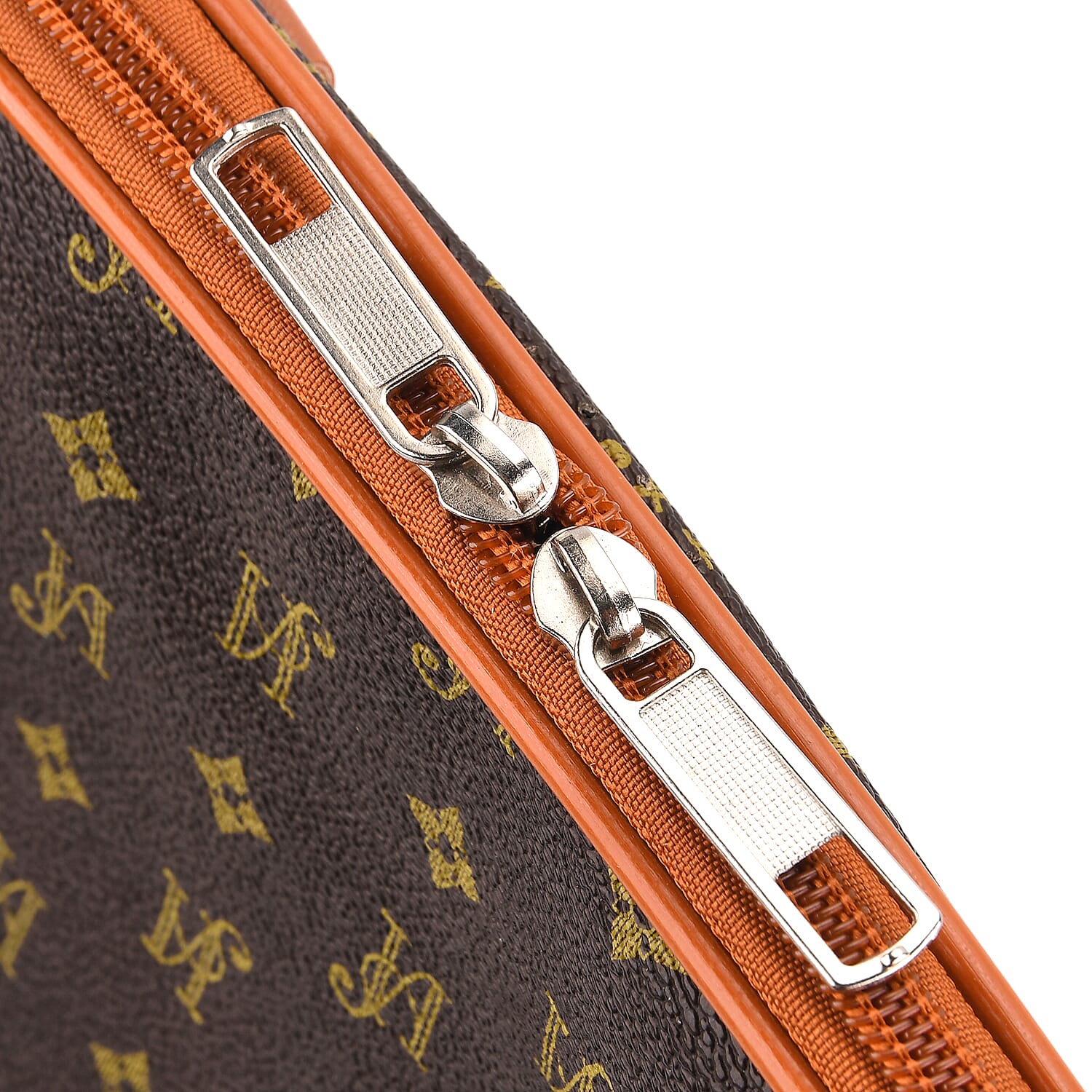 Geometric Pattern Travel Duffle Bag with Shoulder Strap (100 cm) - Coffee