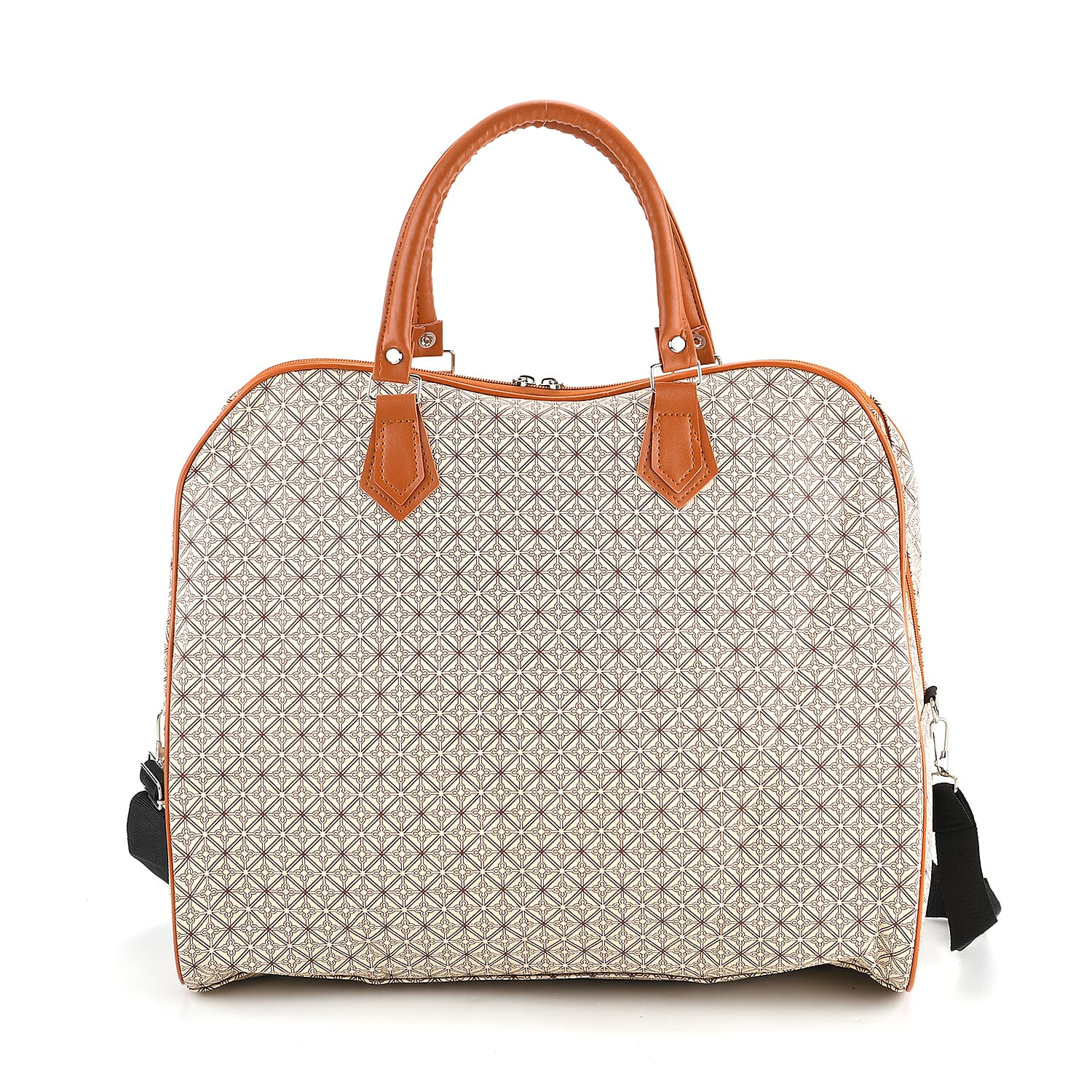 Geometric Pattern Travel Duffle Bag with Shoulder Strap (100 cm) - Yellow