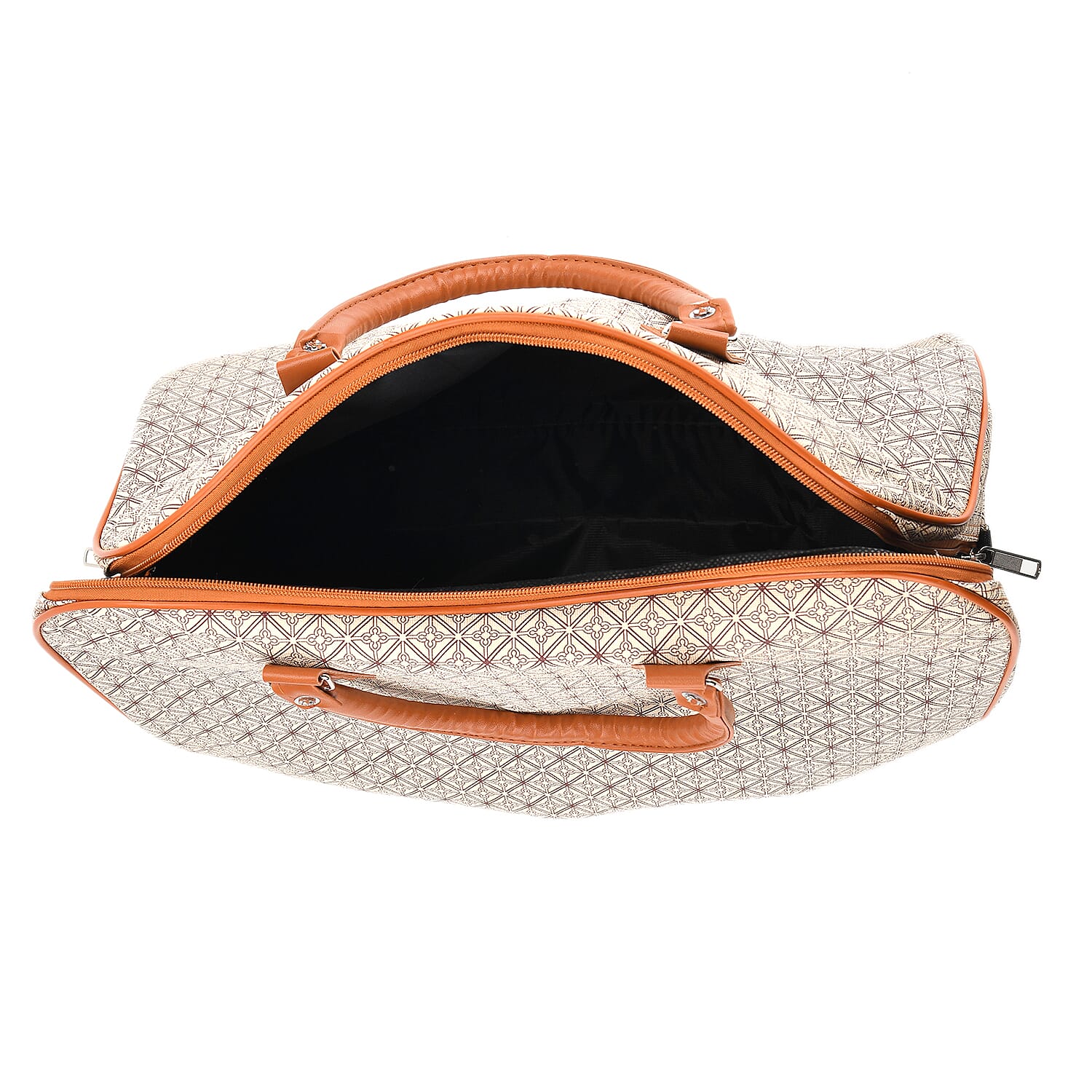 Geometric Pattern Travel Duffle Bag with Shoulder Strap (100 cm) - Yellow