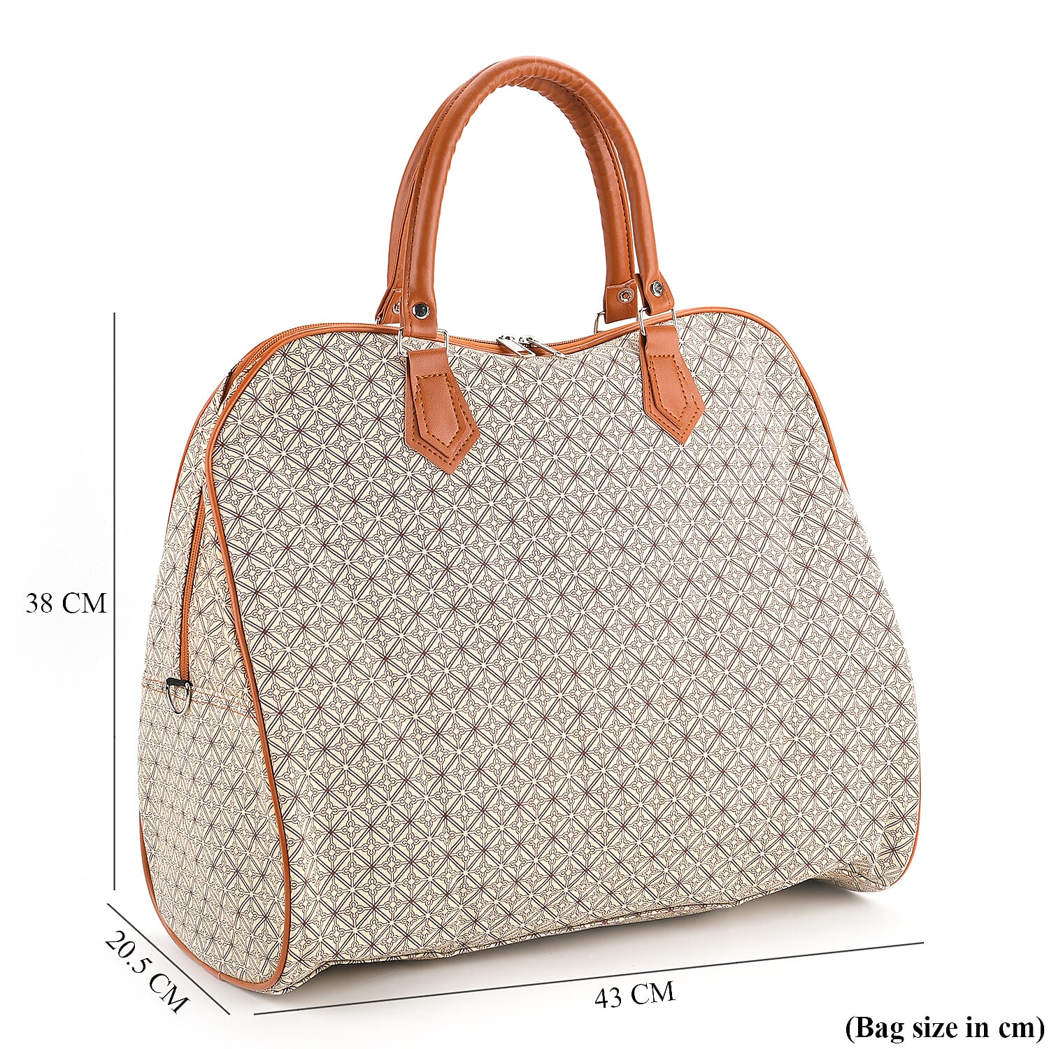 Geometric Pattern Travel Duffle Bag with Shoulder Strap (100 cm) - Yellow