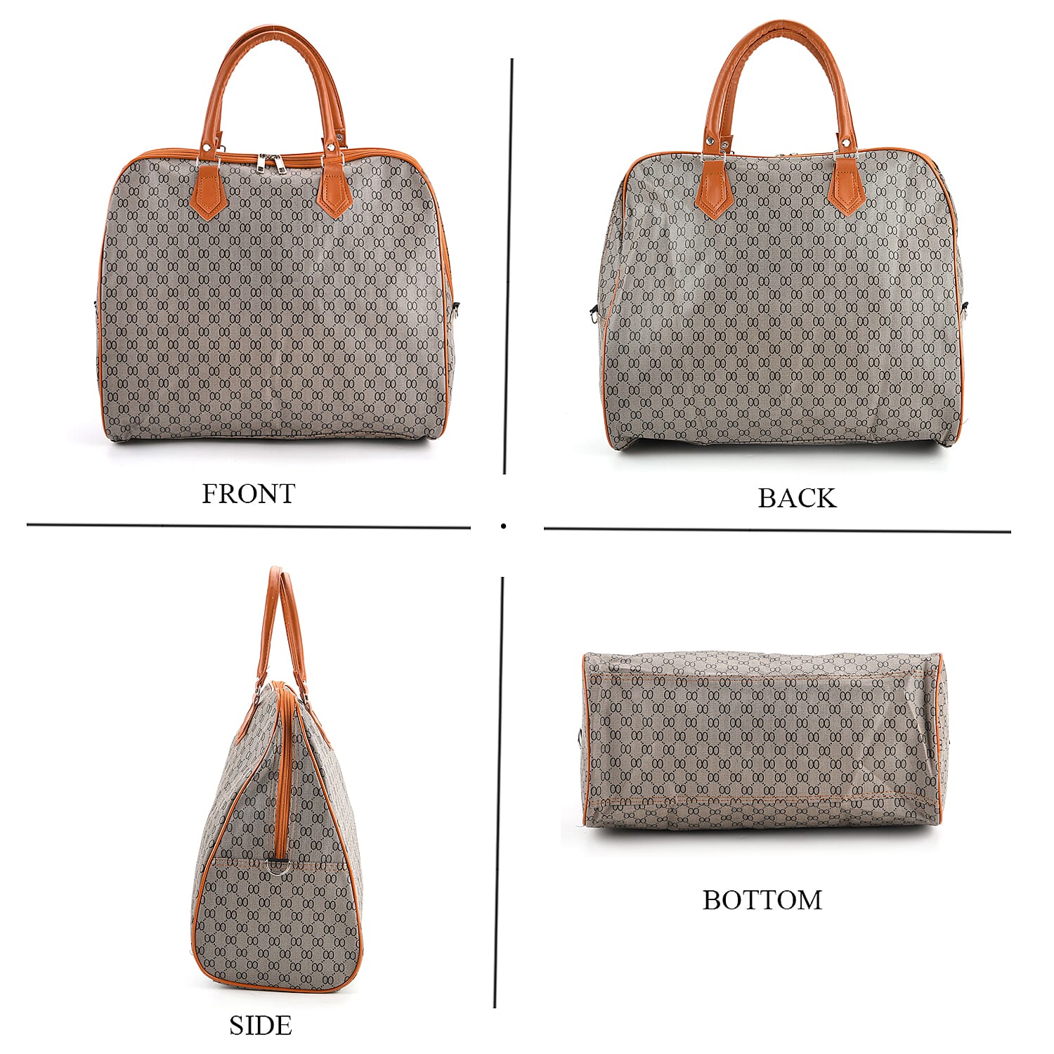 Geometric Pattern Travel Duffle Bag with Shoulder Strap (100 cm) - Light Black