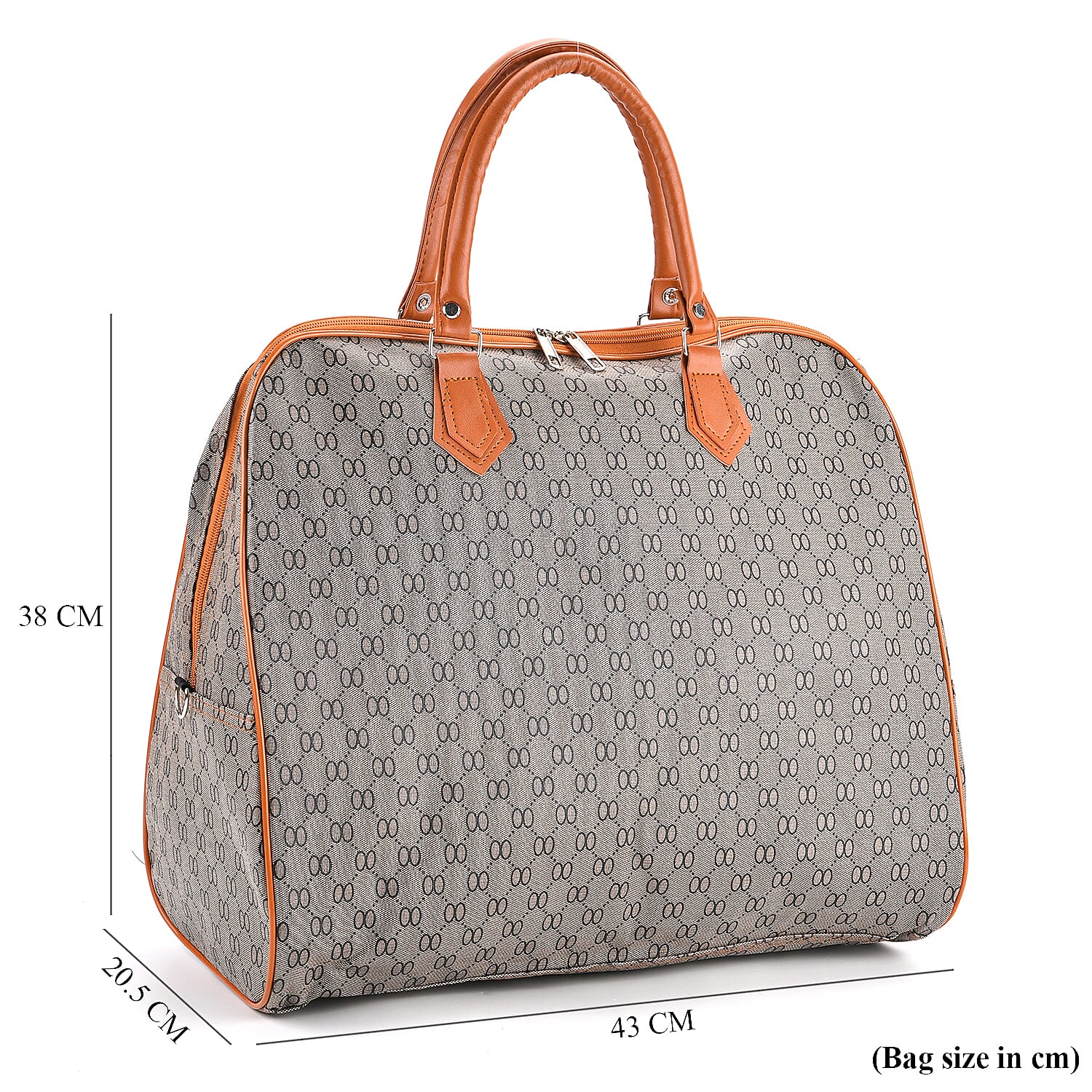 Geometric Pattern Travel Duffle Bag with Shoulder Strap (100 cm) - Light Black