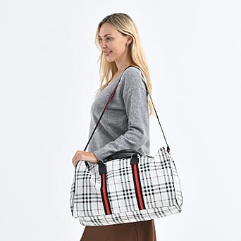 https://tjcuk.sirv.com/Products/82/3/8233383/Checkered-Pattern-Travel-Duffel-Bag-with-Red-Stripe-Detail-50-x-30-cm-_8233383_2.jpg?w=342&h=342