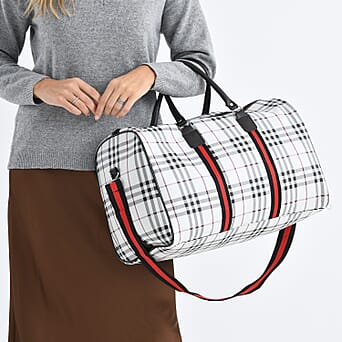 https://tjcuk.sirv.com/Products/82/3/8233383/Checkered-Pattern-Travel-Duffel-Bag-with-Red-Stripe-Detail-50-x-30-cm-_8233383_3.jpg?w=342&h=342