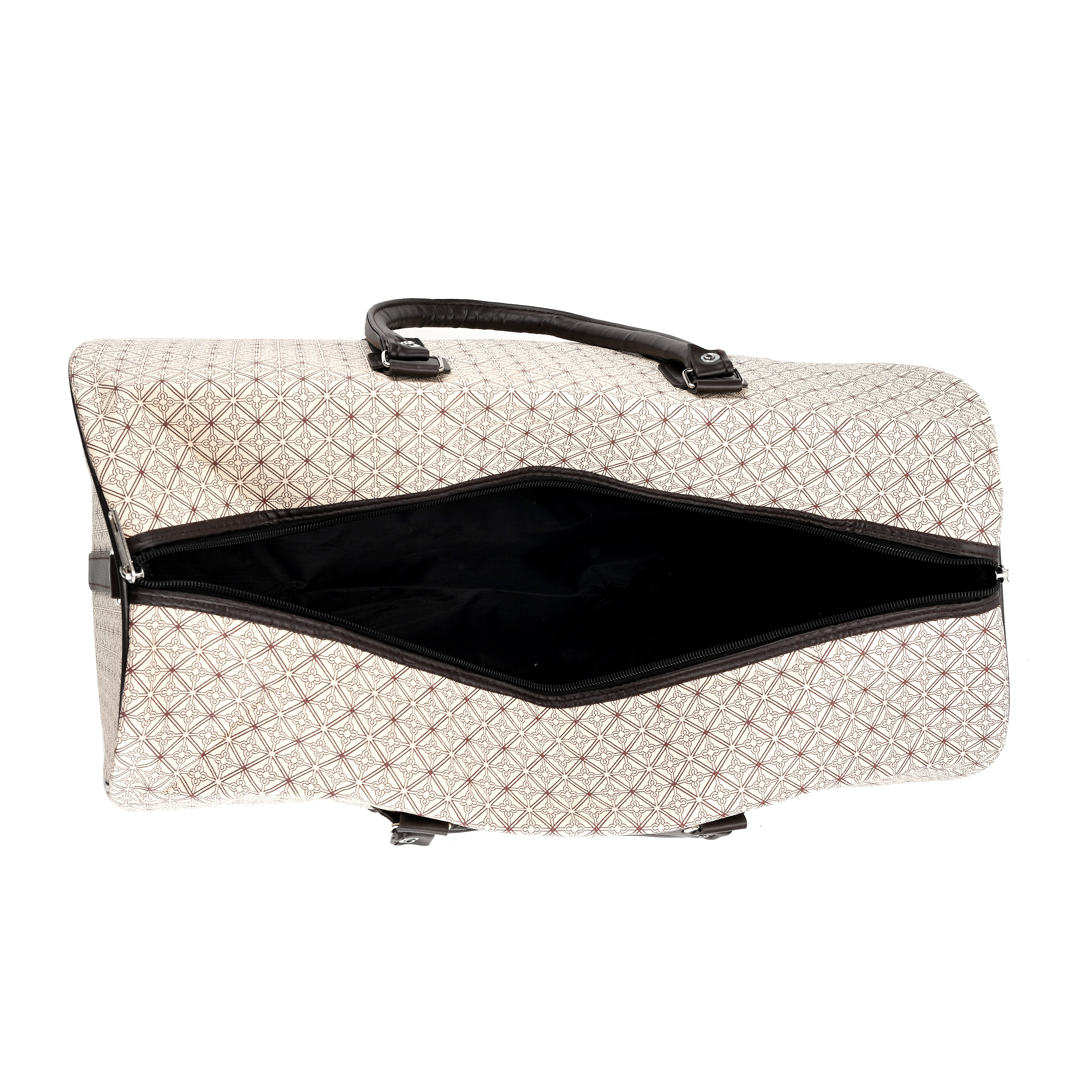 Monogram Pattern Travel Duffel Bag with Red Stripe Detail (50 x 30 cm) - Yellow