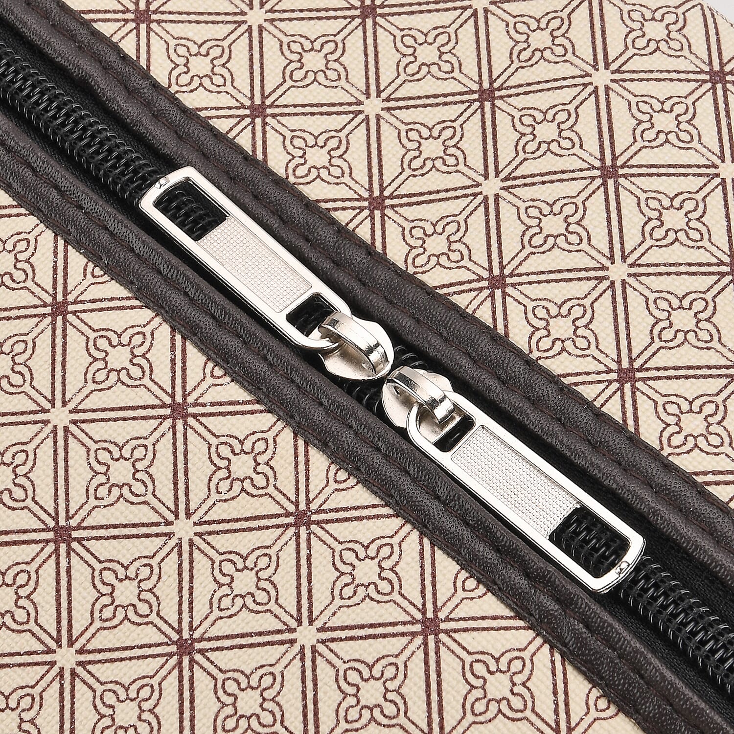 Monogram Pattern Travel Duffel Bag with Red Stripe Detail (50 x 30 cm) - Yellow