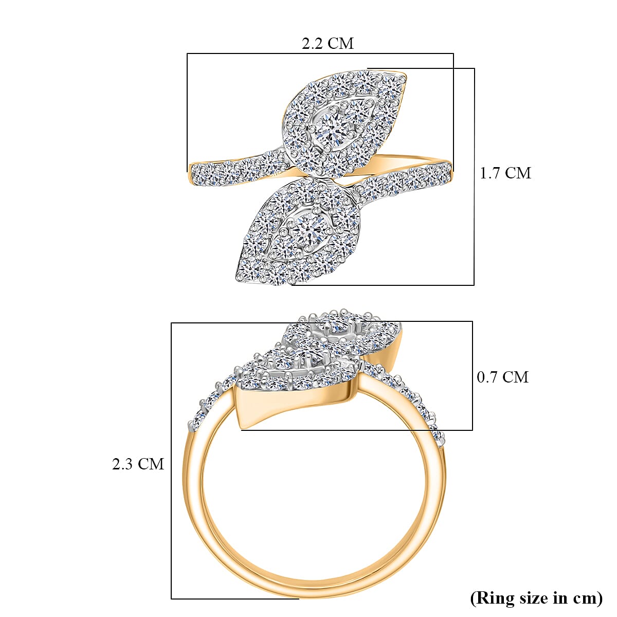 Luxuriant Lab Grown Diamond (SI-GH) Ring in 18K Vermeil Yellow Gold Sterling Silver 1.04 Ct.