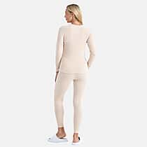 La Marey Signature Cashmere Blend Thermal Top & Legging Set (Size M) - Cream