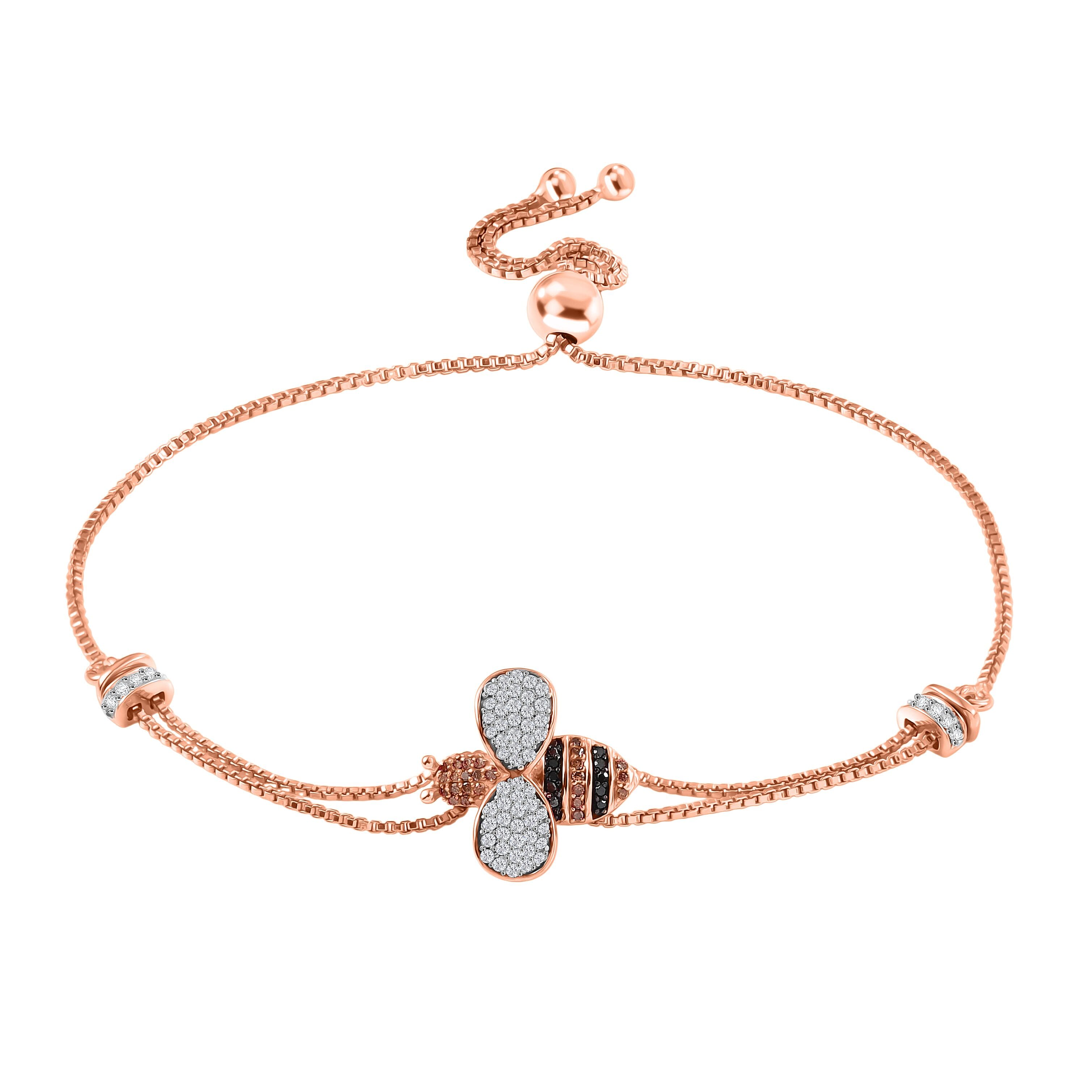 GP Italian Garden Collection - White Diamond & Multi Gemstones Bracelet (Size - 10.5) in 18K Vermeil Rose Gold Plated Sterling Silver  0.47 Ct.