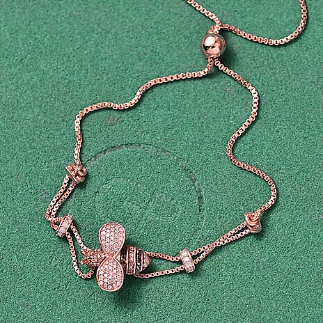 GP Italian Garden Collection - White Diamond & Multi Gemstones Bracelet (Size - 10.5) in 18K Vermeil Rose Gold Plated Sterling Silver  0.47 Ct.