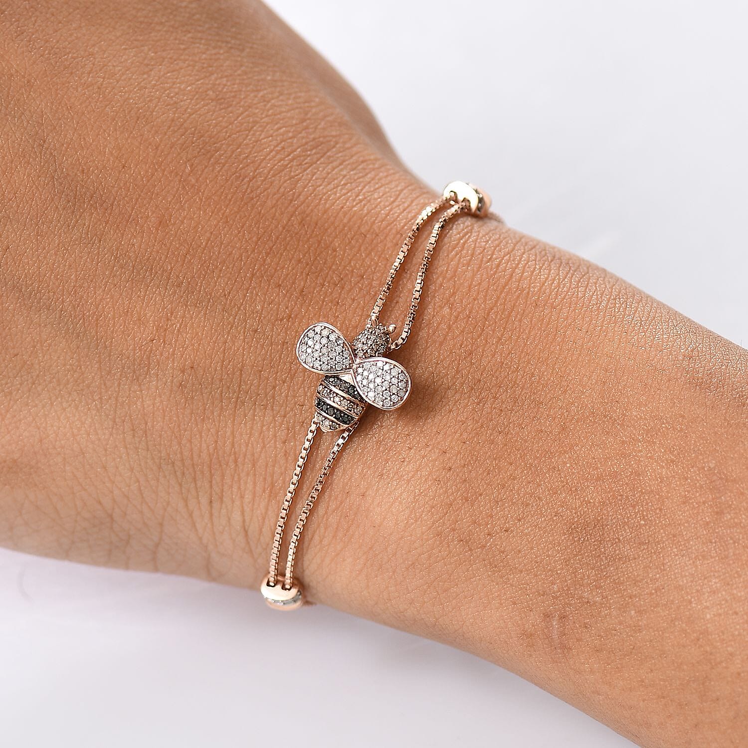 GP Italian Garden Collection - White Diamond & Multi Gemstones Bracelet (Size - 10.5) in 18K Vermeil Rose Gold Plated Sterling Silver  0.47 Ct.