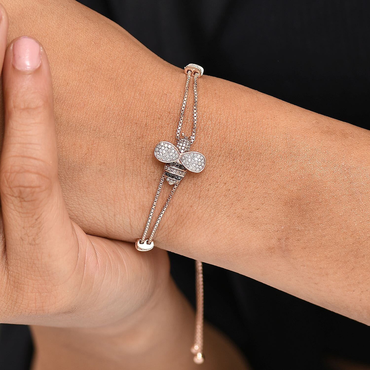 GP Italian Garden Collection - White Diamond & Multi Gemstones Bracelet (Size - 10.5) in 18K Vermeil Rose Gold Plated Sterling Silver  0.47 Ct.