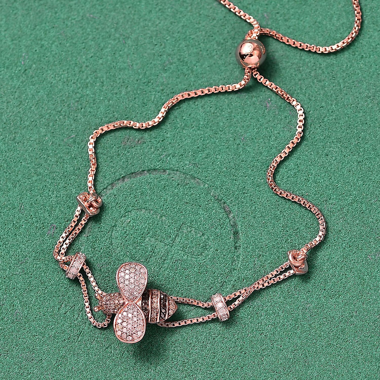 GP Italian Garden Collection - White Diamond & Multi Gemstones Bracelet (Size - 10.5) in 18K Vermeil Rose Gold Plated Sterling Silver  0.47 Ct.