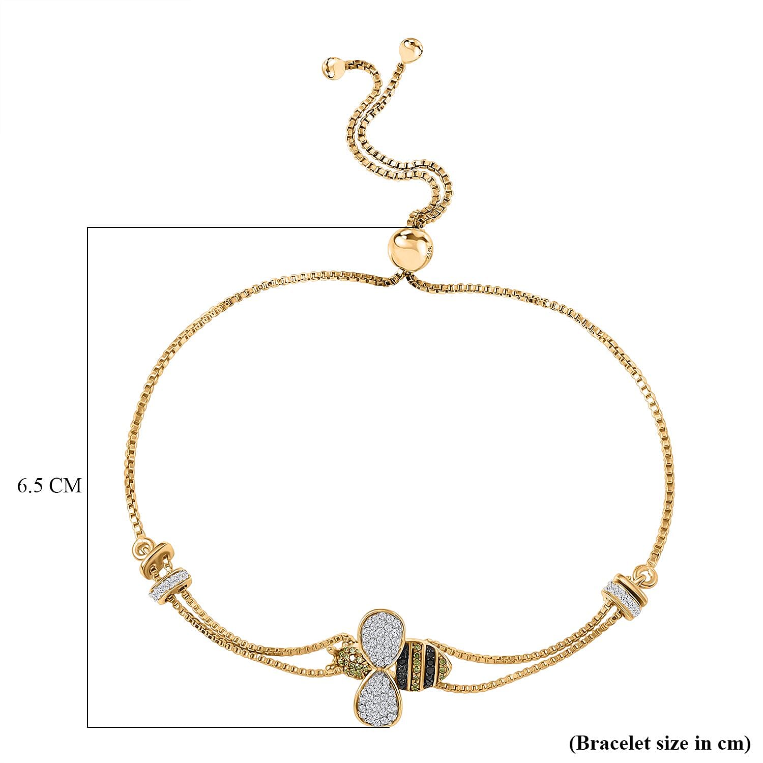 GP Italian Garden Collection - White Diamond & Multi Gemstones Bracelet (Size - 10.5) in 18K Vermeil Yellow Gold Plated Sterling Silver 0.47 Ct.