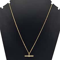 9K Yellow Gold 1.5MM Belcher Chain Necklace (Size - 18) with T-Bar Clasp