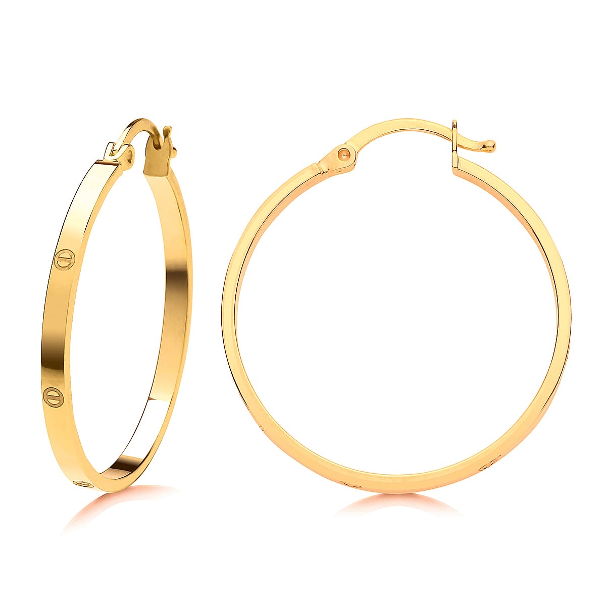 Designer Inspired - 9K Yellow Gold Greek Key Earring with Clasp 1.85 gram