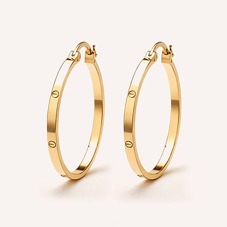 Designer Inspired - 9K Yellow Gold Greek Key Earring with Clasp 1.85 Gms.