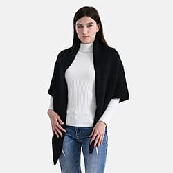 Soft Touch Large Knitted Scarf (200 x 80cm) - Black