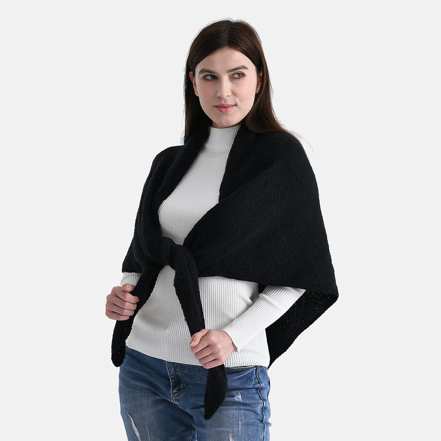 Soft Touch Large Knitted Scarf (200 x 80cm) - Black
