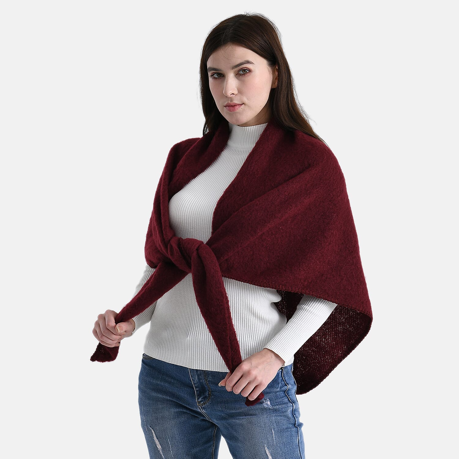 Soft Touch Large Knitted Scarf (200 x 80cm) - Red