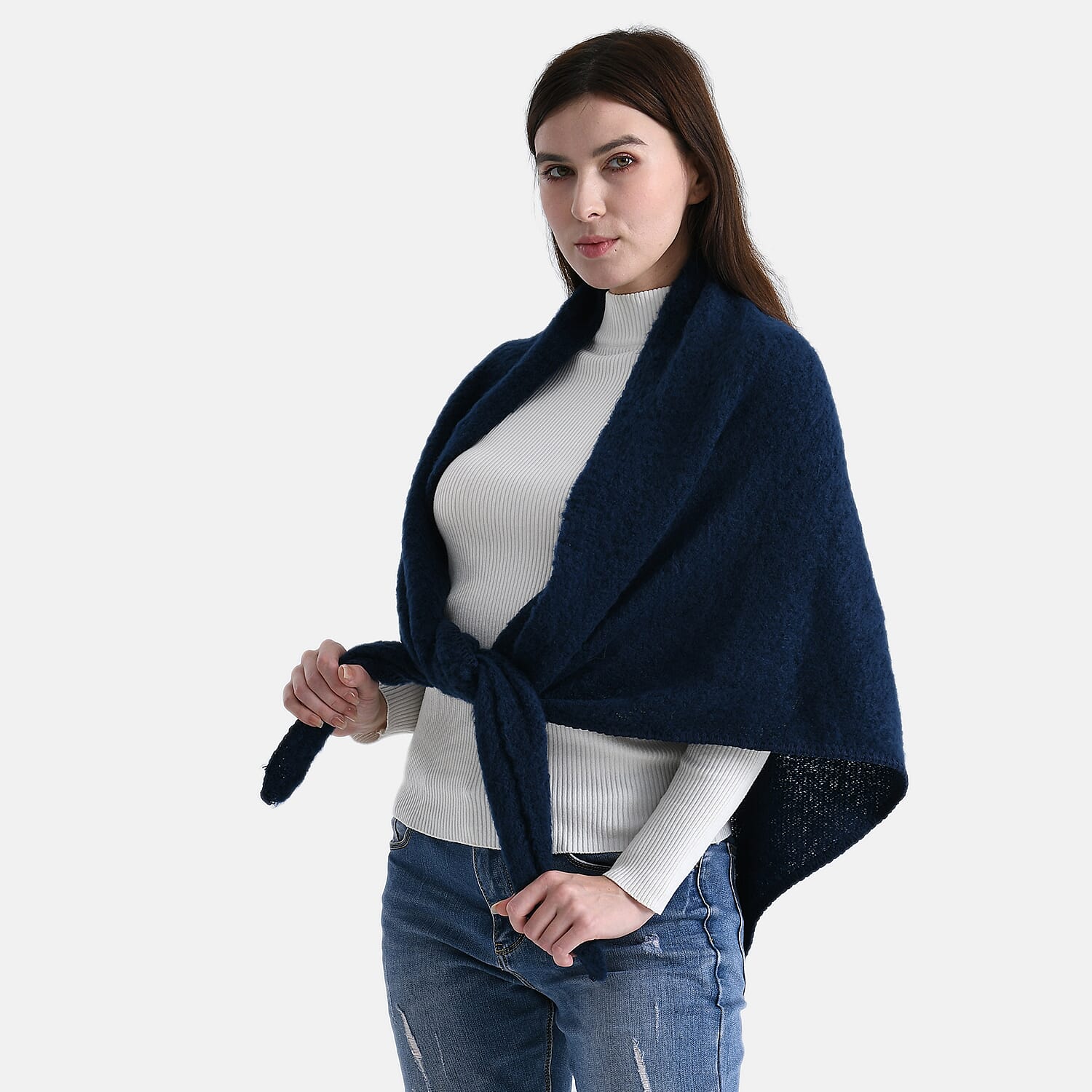 Soft Touch Large Knitted Scarf (200 x 80cm) - Navy