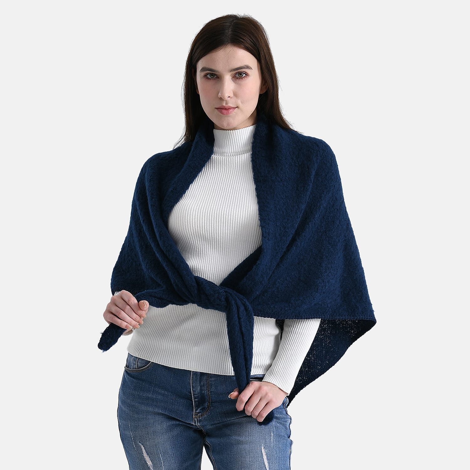 Soft Touch Large Knitted Scarf (200 x 80cm) - Navy