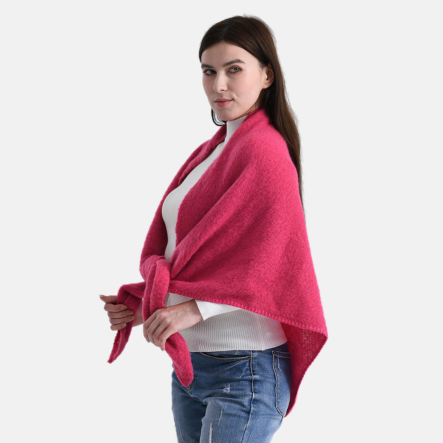 Soft Touch Large Knitted Scarf (200 x 80cm) - Pink
