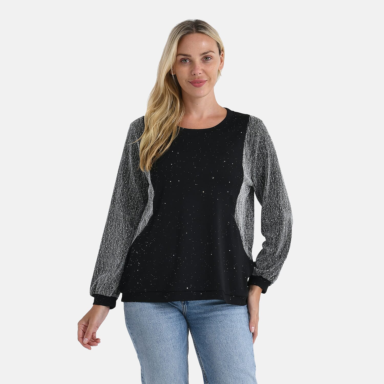 La Marey Sleeve Printed Blouse With Crystal 